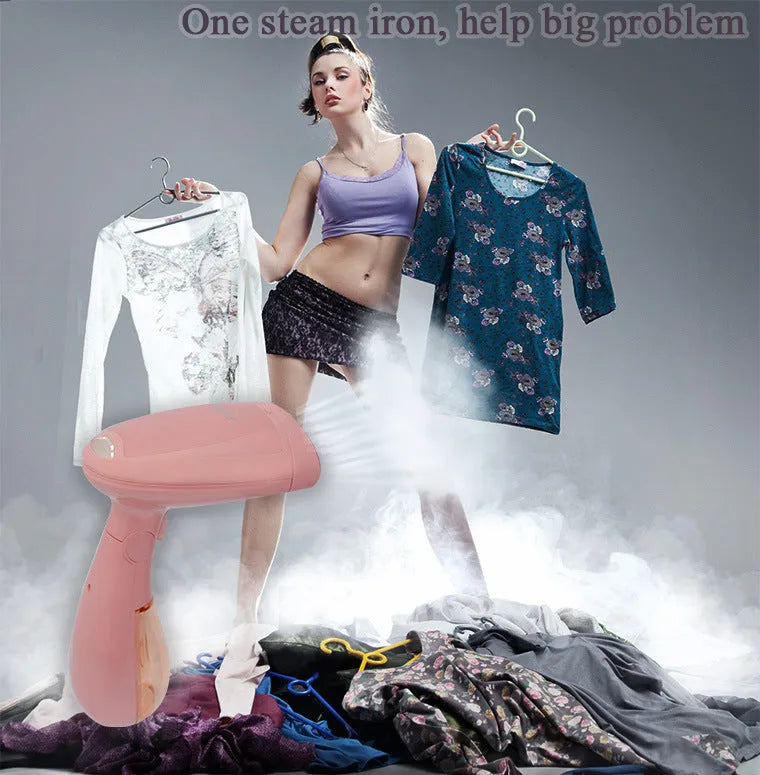 Sokany pink corded steam ironing brush with EU plug for clothes smoothing