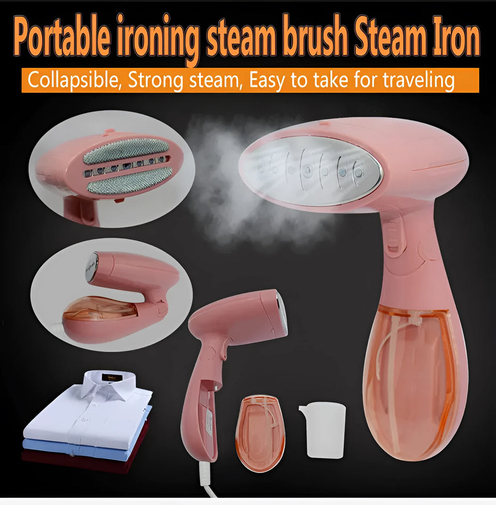Sokany pink corded steam ironing brush with EU plug for clothes smoothing