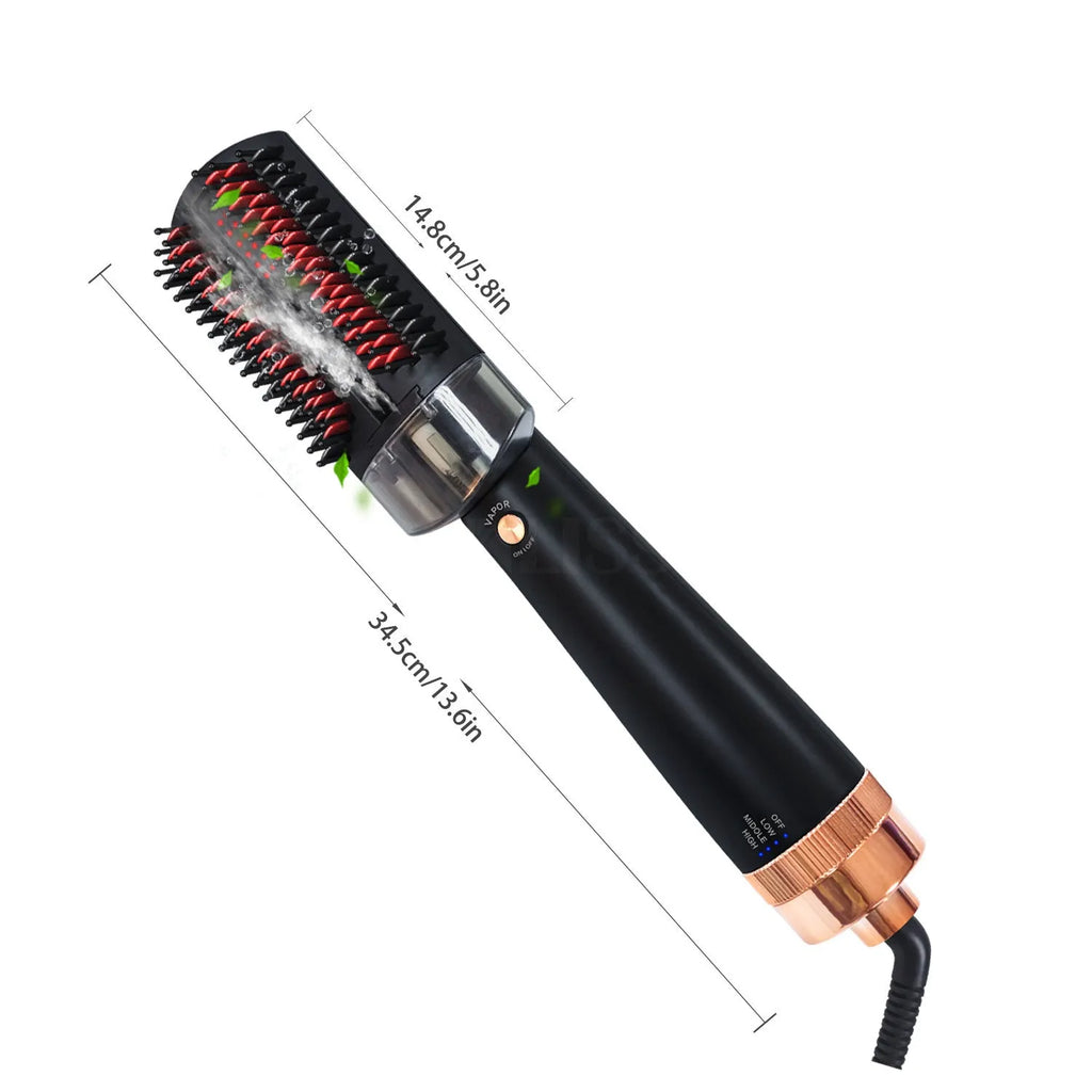 Black and pink wet dry anion spray infrared hot air comb with tourmaline ceramic heat conductor