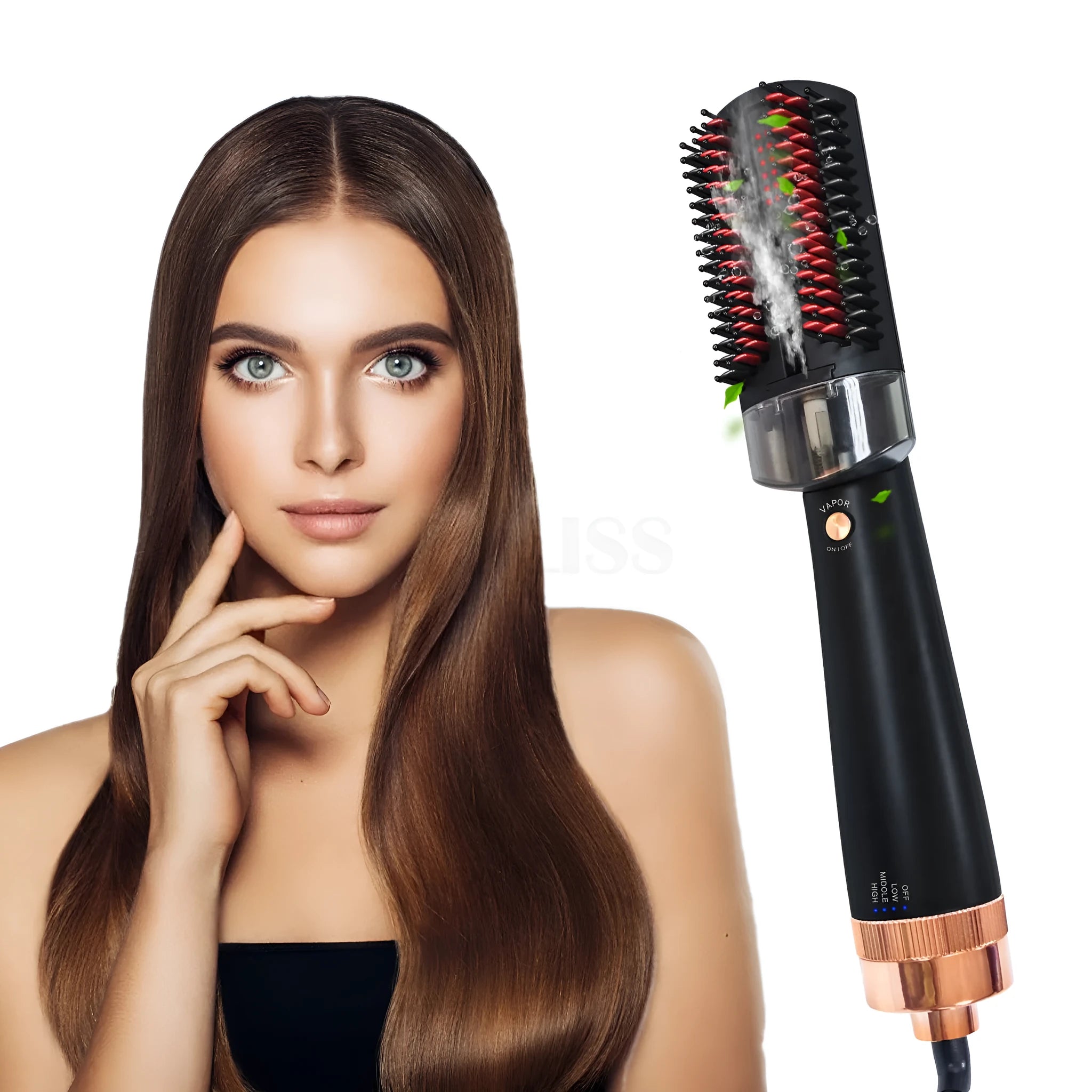 Black and pink wet dry anion spray infrared hot air comb with tourmaline ceramic heat conductor