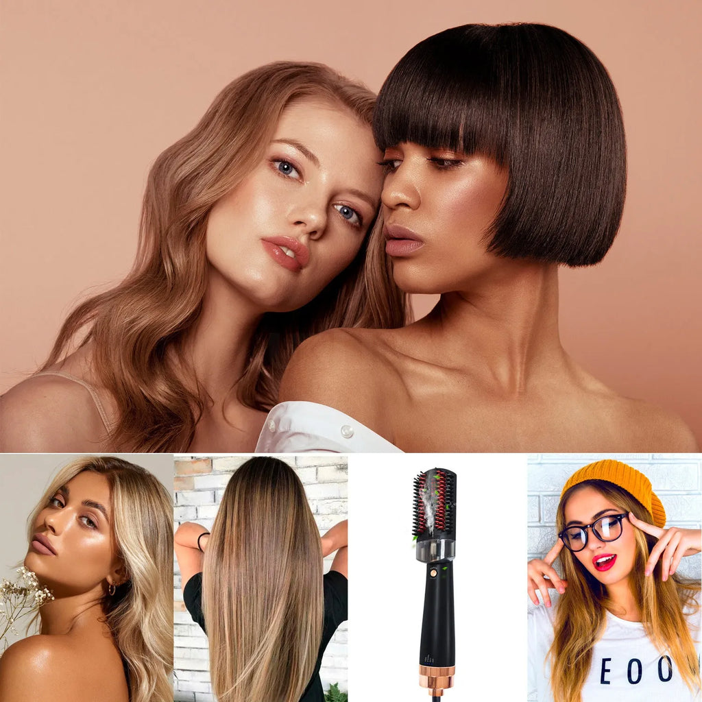 Black and pink wet dry anion spray infrared hot air comb with tourmaline ceramic heat conductor