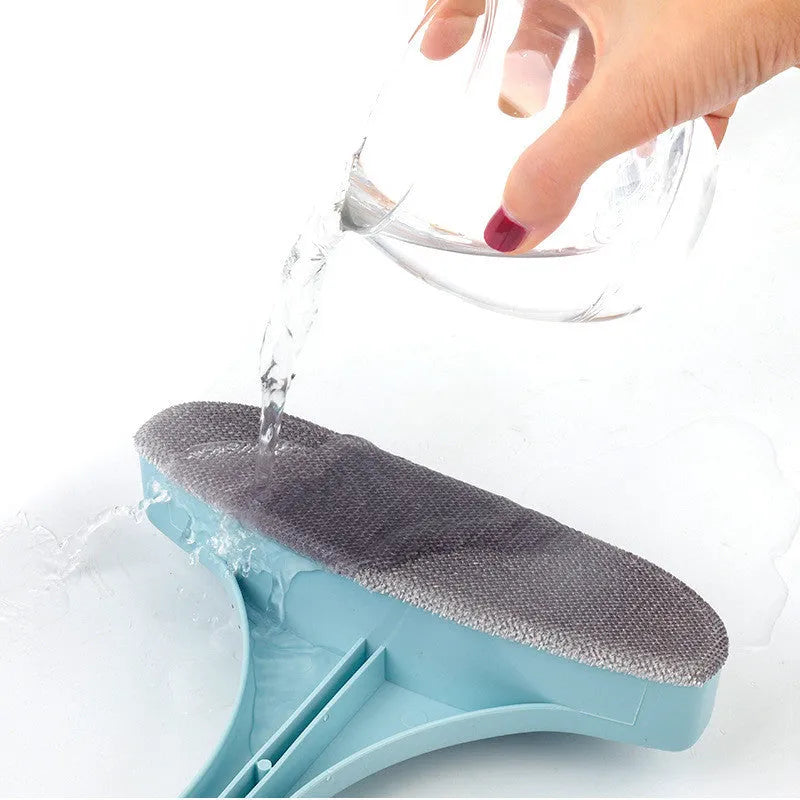 Blue and pink screen cleaning brush with double-sided head and separate gap cleaning tool on a white background.
