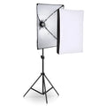50x70cm photography softbox lighting kit with a 2 metre tall aluminium stand on a white background.