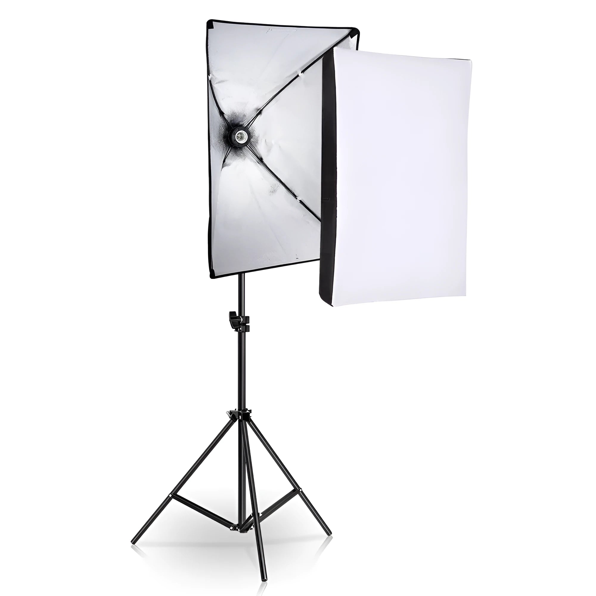 50x70cm photography softbox lighting kit with a 2 metre tall aluminium stand on a white background.