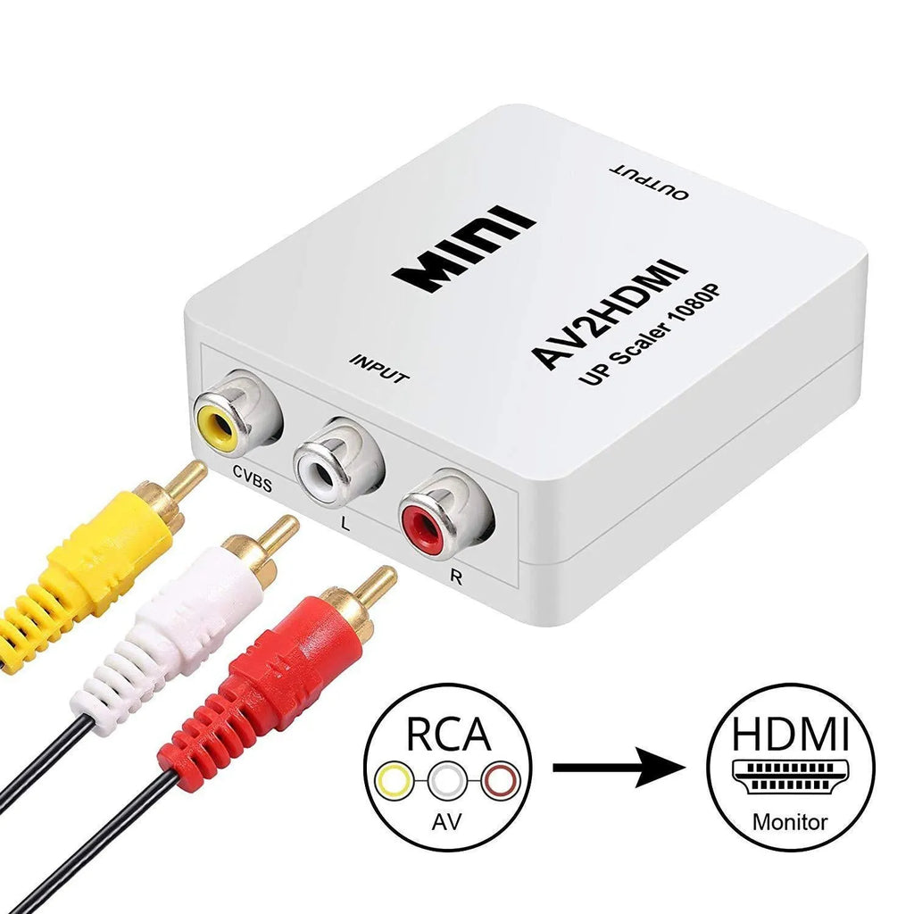 Black and white AV to HDMI video converter with 0.5m cable for 1080P resolution conversion