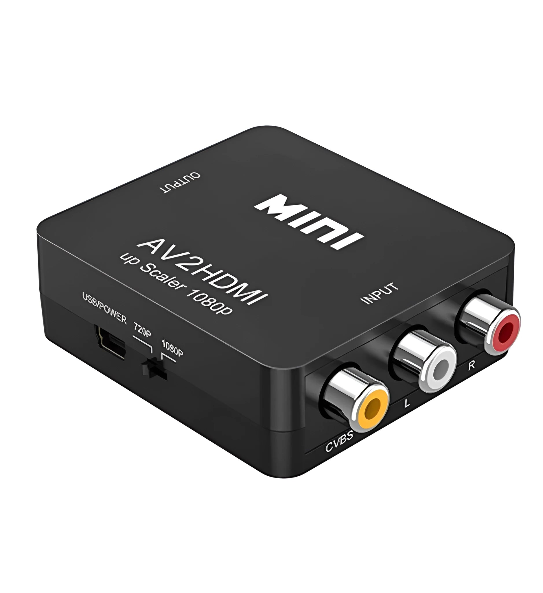 Black and white AV to HDMI video converter with 0.5m cable for 1080P resolution conversion