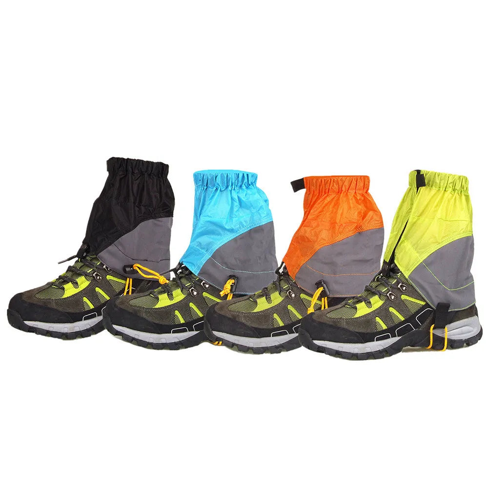 Splash-proof nylon foot cover in black on a rocky trail background, 22cm by 20cm unisex gaiter.