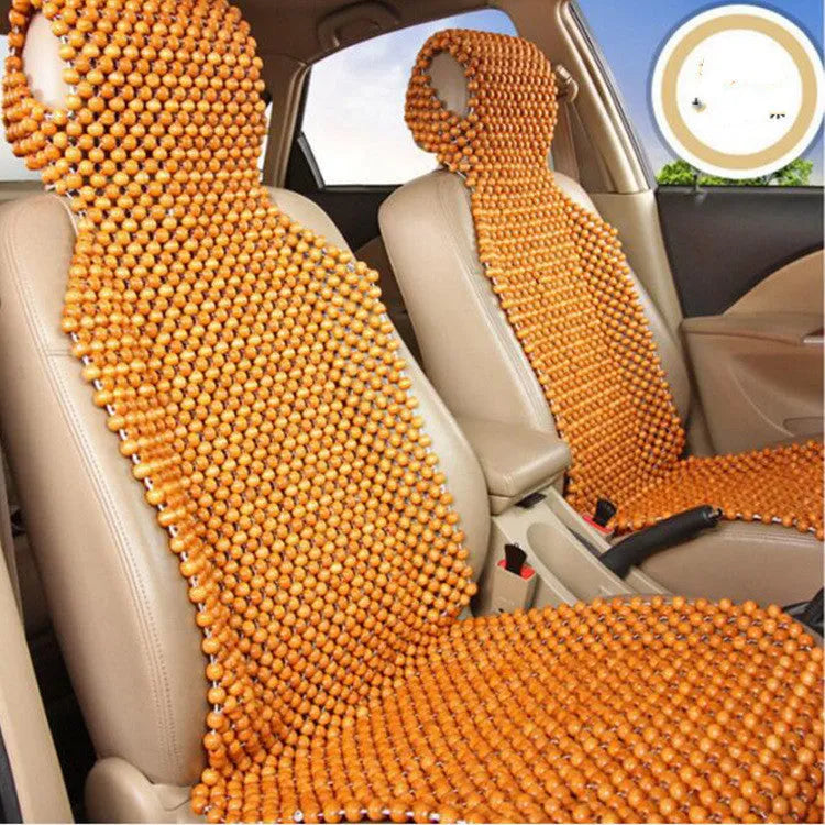 Wooden bead square cushion 45cm x 45cm in rice, coffee, or red for car and home seating
