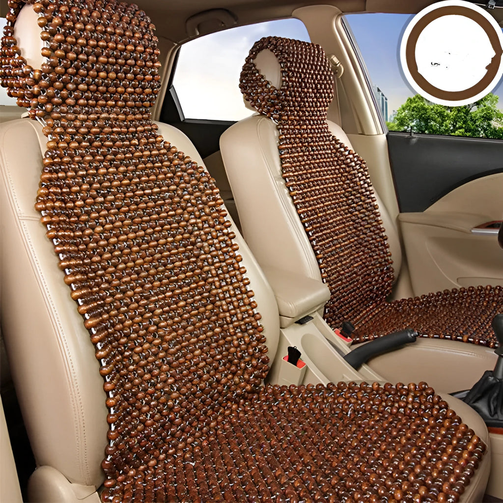 Wooden bead square cushion 45cm x 45cm in rice, coffee, or red for car and home seating