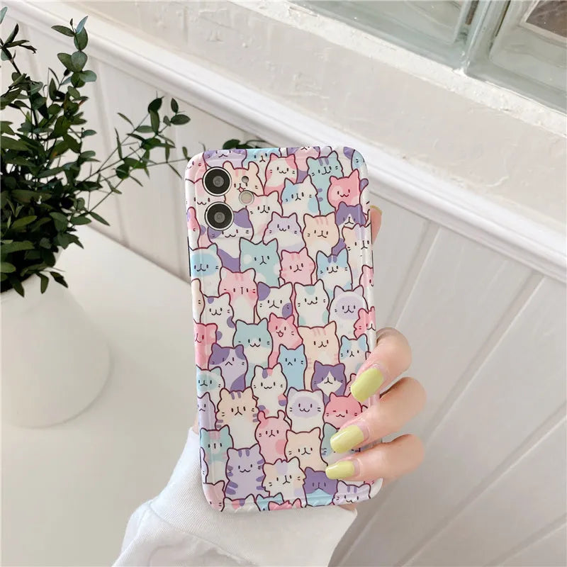 Colourful cartoon design TPU protective case for iPhone models from 7 to 13 Pro Max