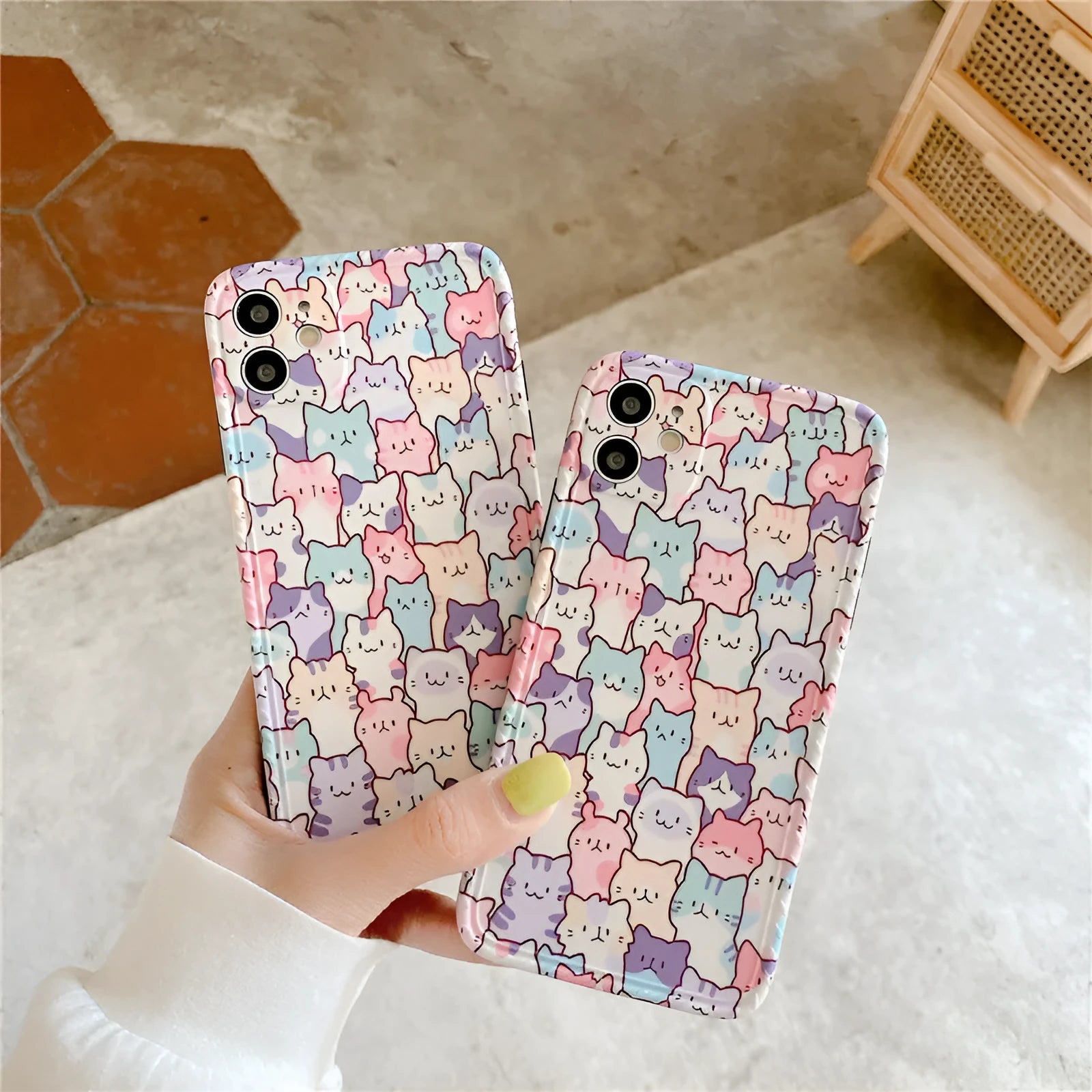 Colourful cartoon design TPU protective case for iPhone models from 7 to 13 Pro Max