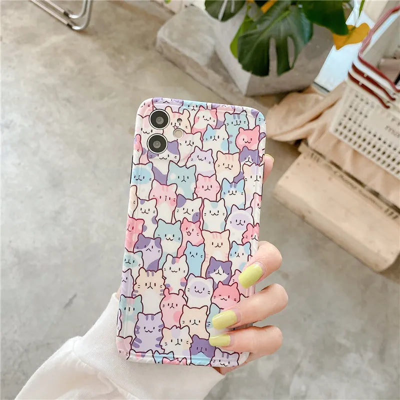 Colourful cartoon design TPU protective case for iPhone models from 7 to 13 Pro Max
