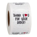 Round white 'Thank You For Ordering' sticker 2.5cm on a roll of 500 copper plate labels