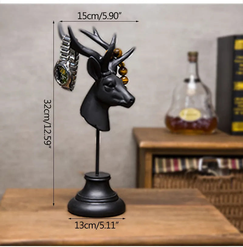 Natural resin animal figurine home decoration in black, white, or wood colour, 32cm tall