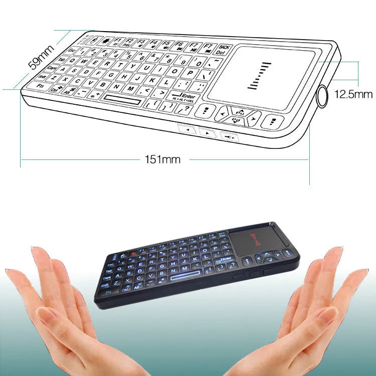 Mini wireless Bluetooth laser touch keyboard 69 keys ABS backlit infrared teaching black 155mm