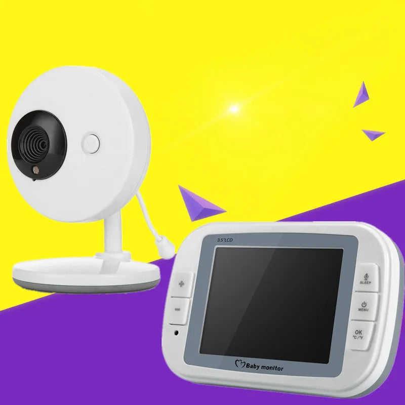 White 3.5 inch digital wireless baby monitor with night vision camera and temperature display