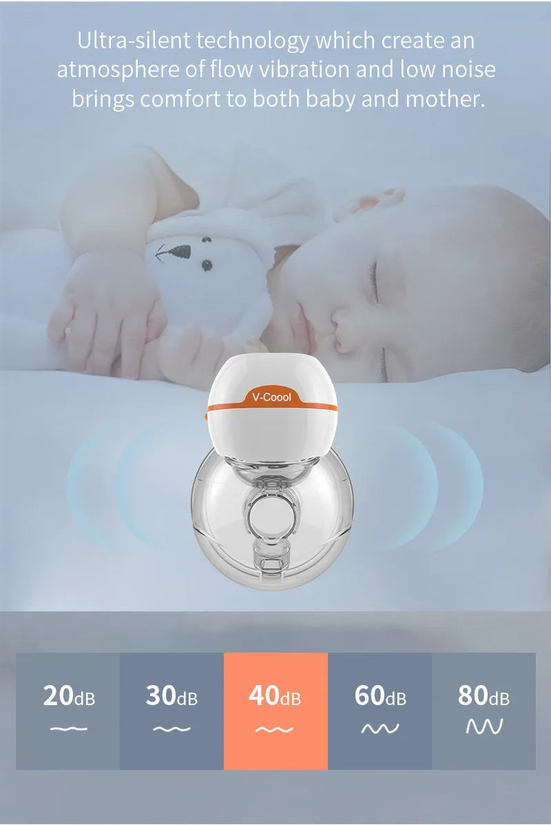 V.Coool white 180ml wearable electric breast pump made of silicone with LCD silicon horn