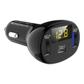 C02 digital display car charger in black ABS casing with single USB port