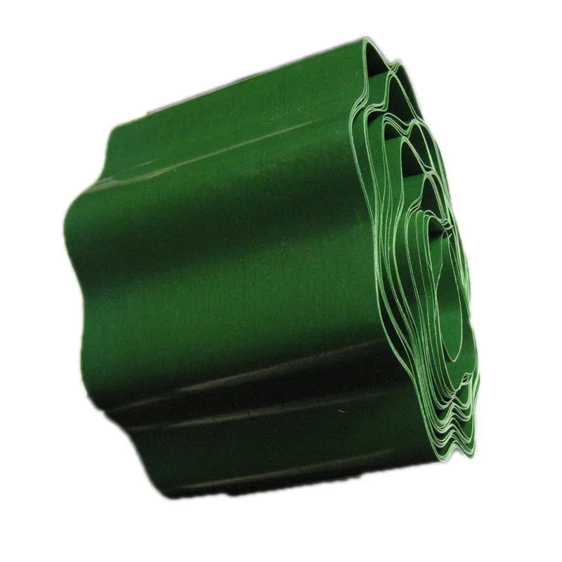 Green imitation stone PP plastic garden fence roll inserted into ground, available in 10cm 15cm or 20cm height