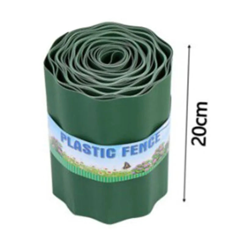 Green imitation stone PP plastic garden fence roll inserted into ground, available in 10cm 15cm or 20cm height