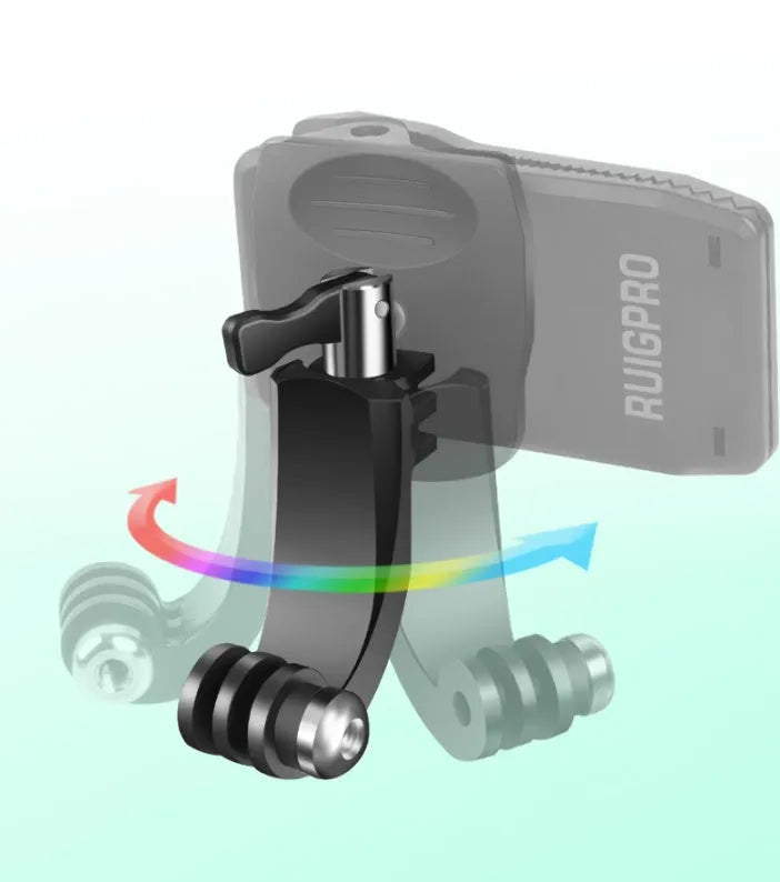 GoPro backpack mounting clip with 360-degree rotation for action cameras