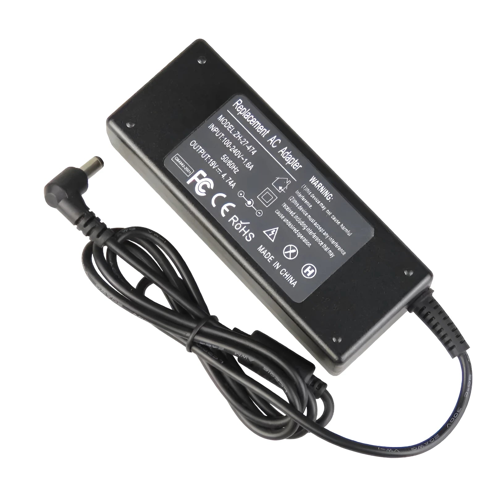 90W universal notebook power adapter with 20 DC heads, black, 19V 4.74A, 127x50x30mm