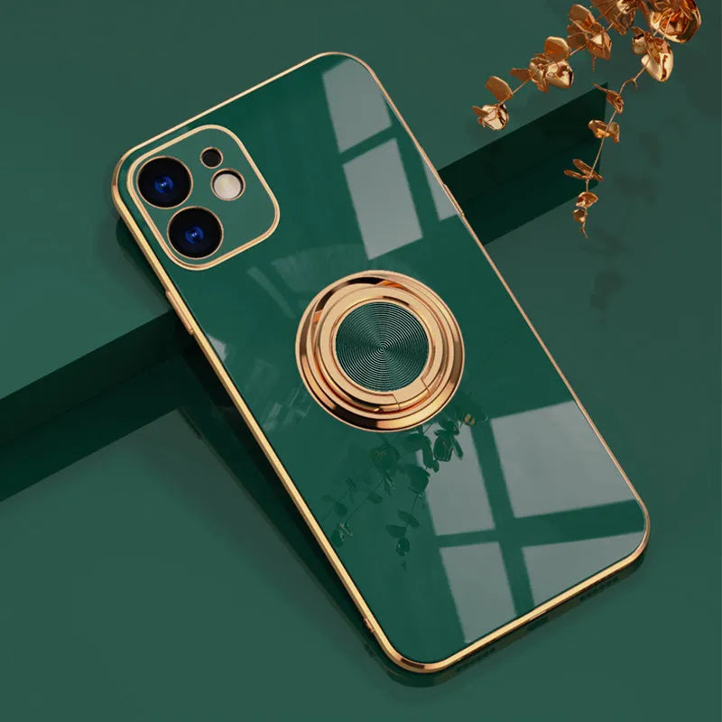 Electroplating car magnetic iPhone case in TPU, solid colour back cover, available in seven colours