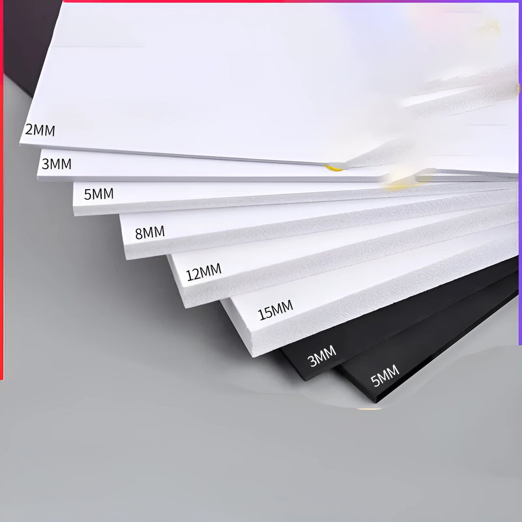 Hard foam board in black or white, sizes 20x30cm to 122x122cm, thickness 1-18mm for DIY and model making
