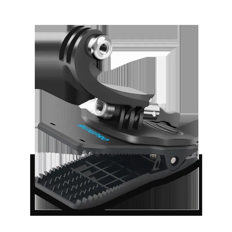GoPro backpack mounting clip with 360-degree rotation for action cameras