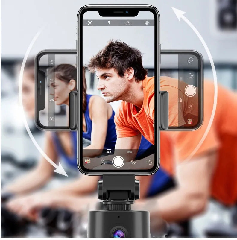 360-degree intelligent tracking pan tilt bracket holding a smartphone for automatic filming