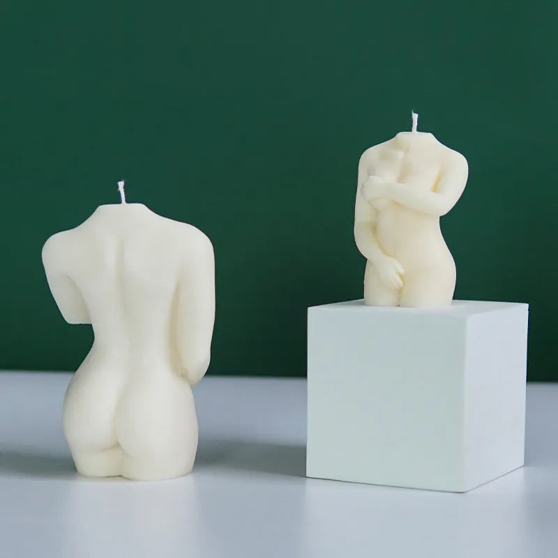 Shy Female Body Candle Silicone Mold in three size options with detailed female figure design