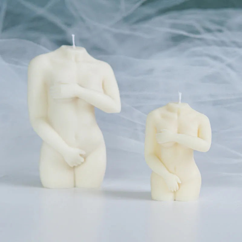 Shy Female Body Candle Silicone Mold in three size options with detailed female figure design