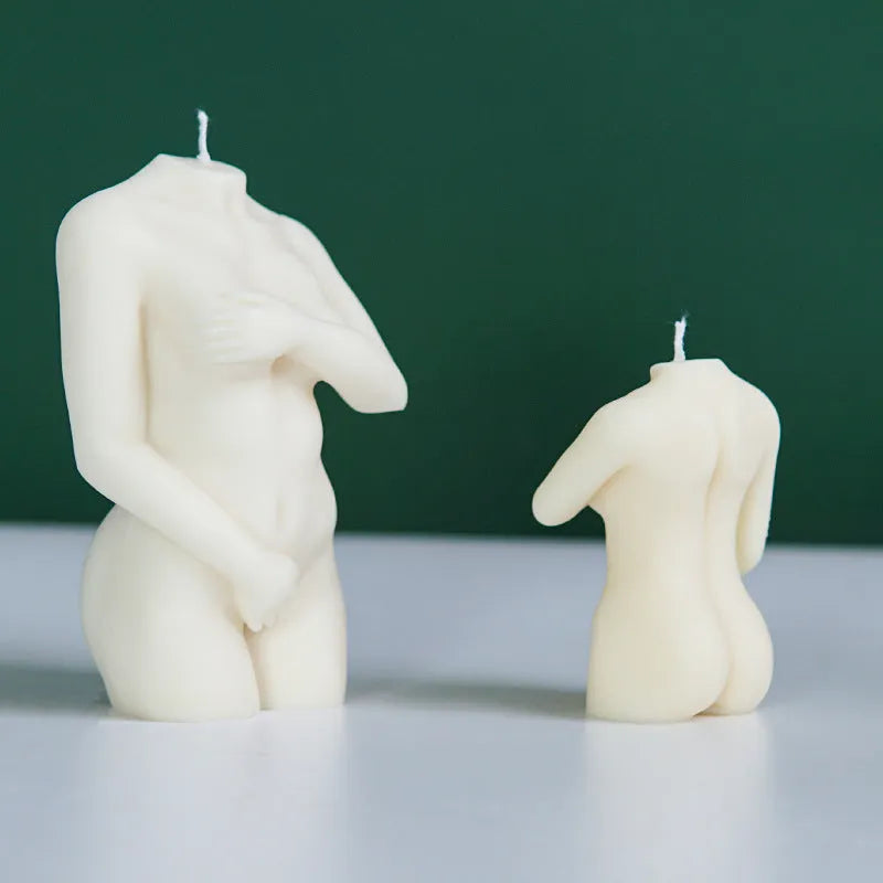 Shy Female Body Candle Silicone Mold in three size options with detailed female figure design