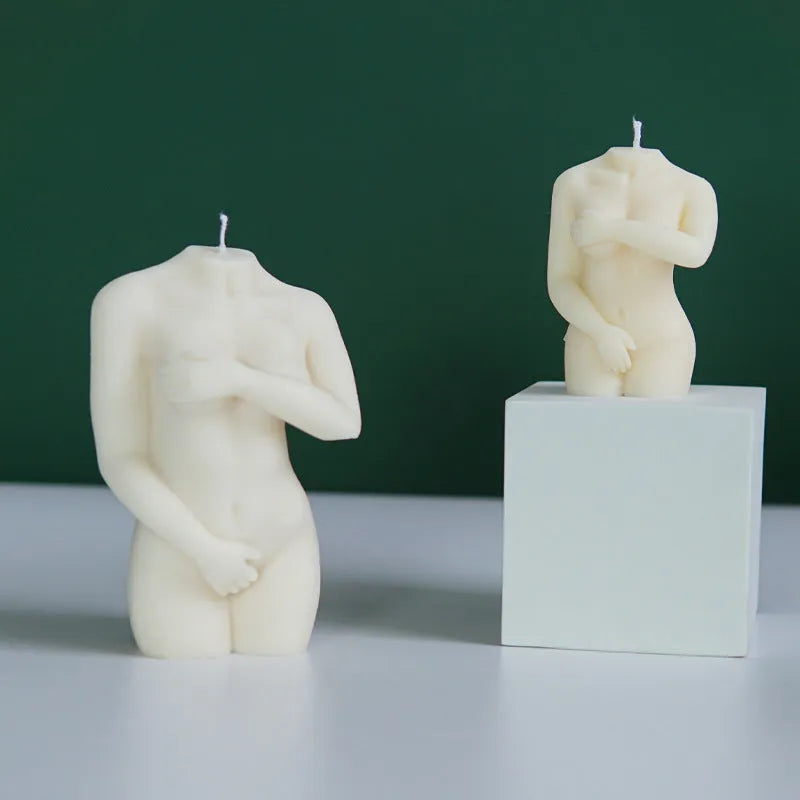 Shy Female Body Candle Silicone Mold in three size options with detailed female figure design