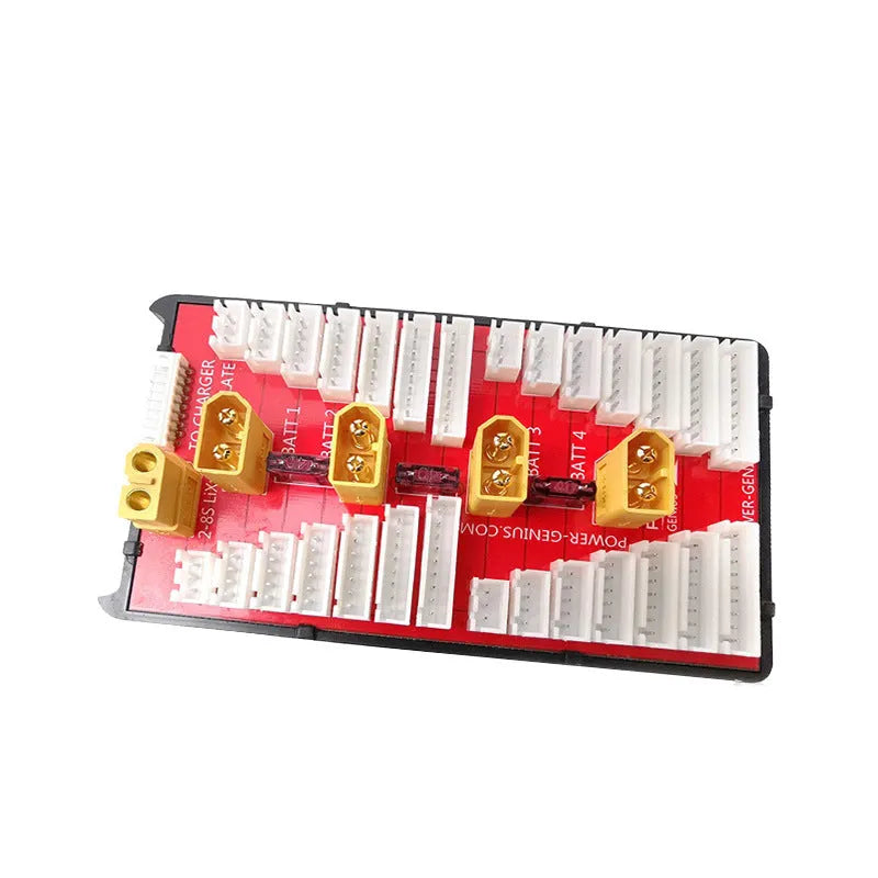 RC LiPo battery parallel charging board with gold connectors and four connection ports