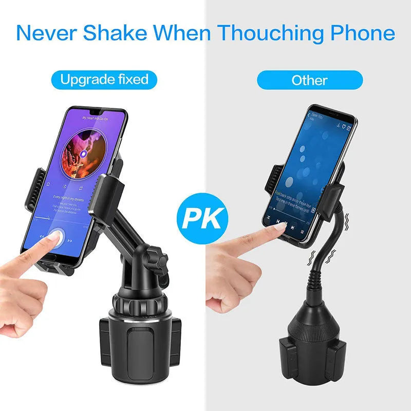 Black car phone holder with 360° rotation and adjustable height