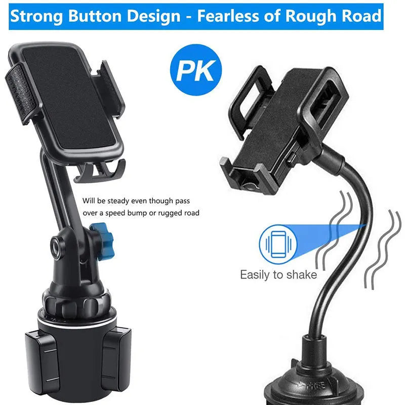 Black car phone holder with 360° rotation and adjustable height