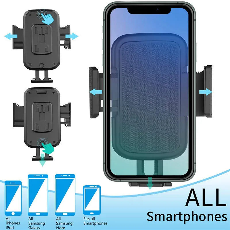 Black car phone holder with 360° rotation and adjustable height