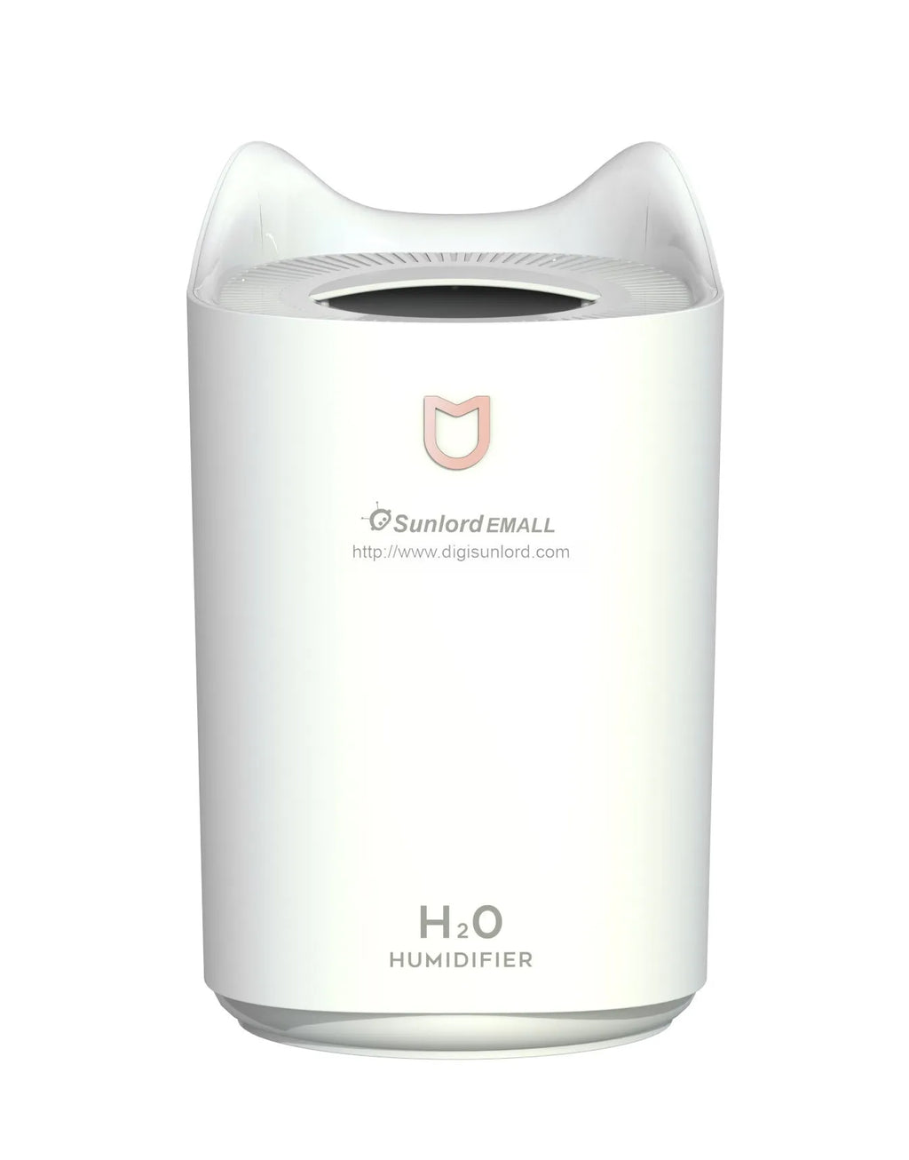 Double spray USB humidifier with large water tank in coral pink or white colour