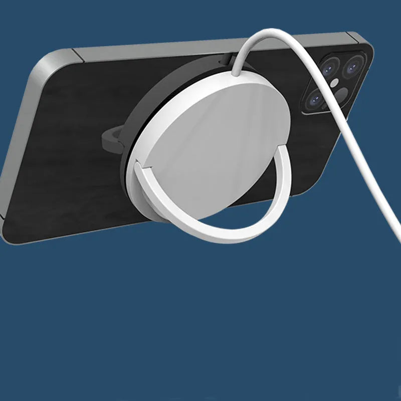 Black magnetic wireless phone charging bracket showing TYPE-C port and mounting base