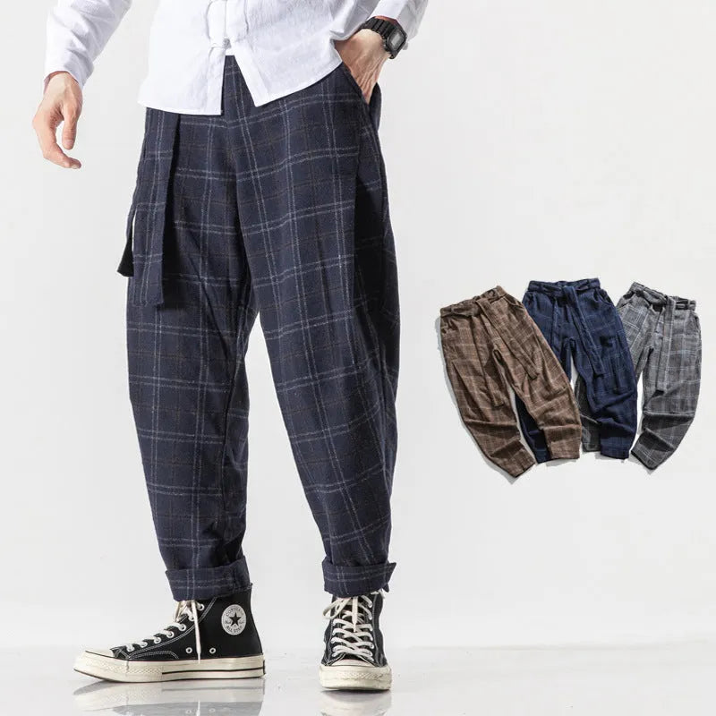 Cotton blended harem breeches in grey with small straight leg opening, non-iron finish, casual men's trousers
