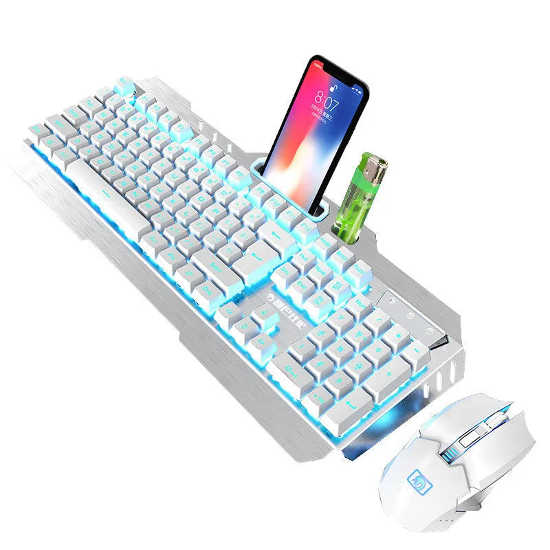Xinmeng 670 wireless charging keyboard and mouse set with luminous backlight in black and orange colour