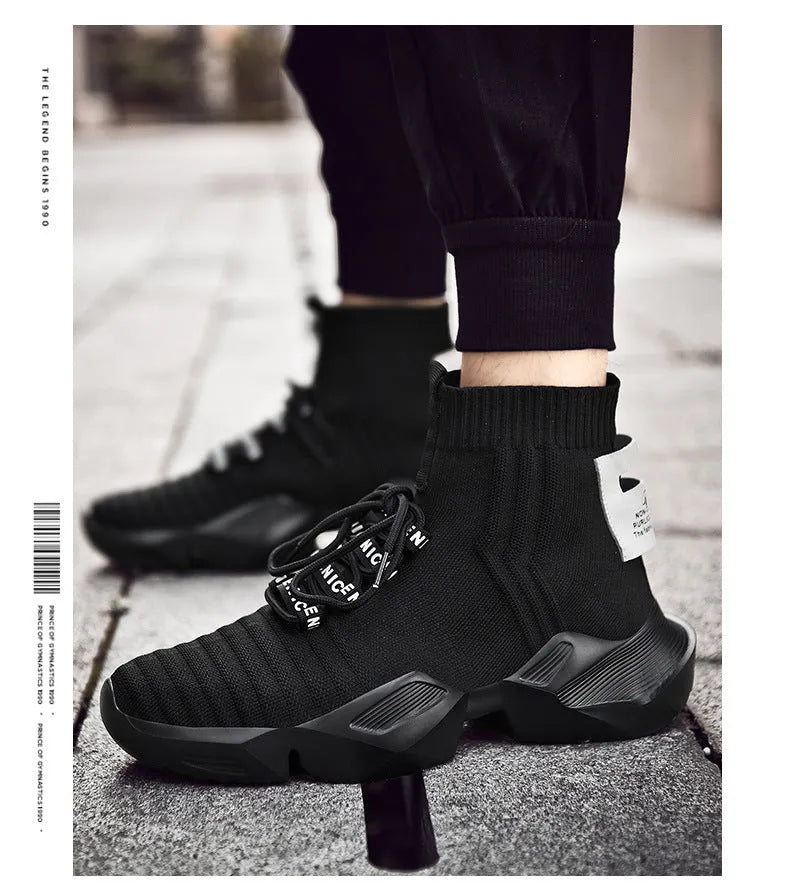 Men's black and white casual sports shoes with mesh lining available in sizes 39 to 47