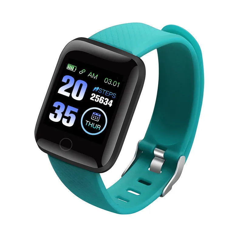 D13 smart bracelet with 1.3-inch colour screen showing heart rate display on wrist in one of five available colours