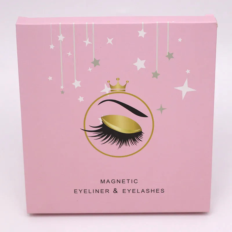 Black magnetic false eyelashes and dual-purpose eyeliner set with five magnetic points.