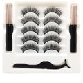 Black magnetic false eyelashes and dual-purpose eyeliner set with five magnetic points.