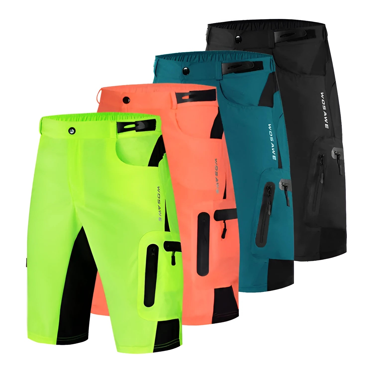 Outdoor leisure breathable wicking hiking shorts with multiple zipper pockets in black on a person walking