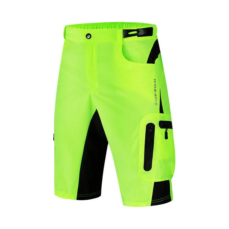 Outdoor leisure breathable wicking hiking shorts with multiple zipper pockets in black on a person walking