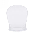 White plastic shower foot rest with suction cups, used as a step for washing feet or shaving legs in the bath or shower.