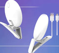 Round white clip-on mini fill light attached to a mobile phone for selfies